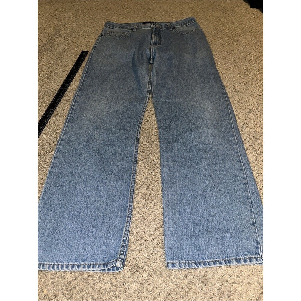 M&S Blue Harbour Stretch Jeans Men's 34x31 Light Wash Blue Cotton Blend. Casual